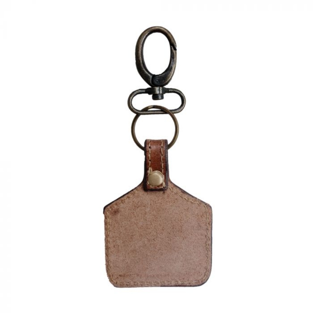 New Myra Bag Azure Quill Feather tooled leather key chain fob gift turquoise - Picture 2 of 3